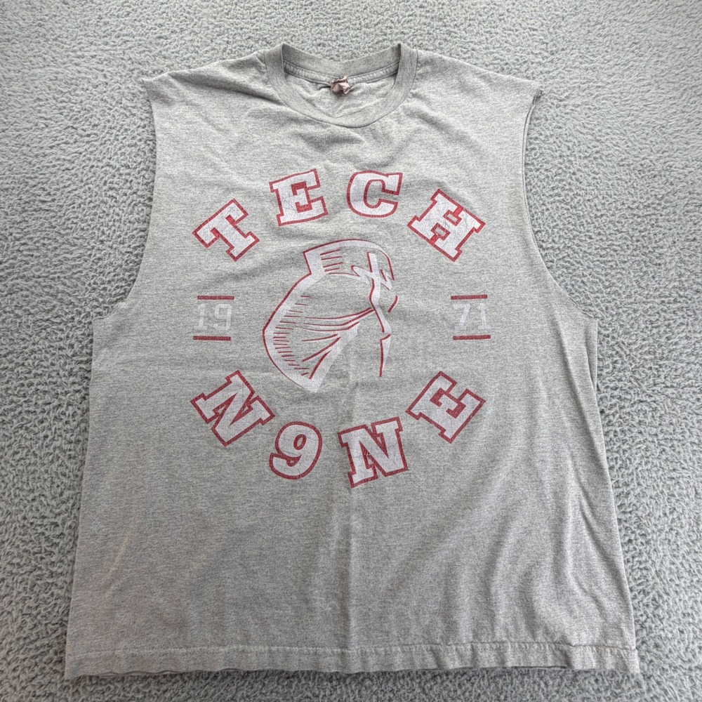 VTG Tech N9ne Strange Music Mens XL Muscle Tee Gray Graphic Tank Top Alstyle‎